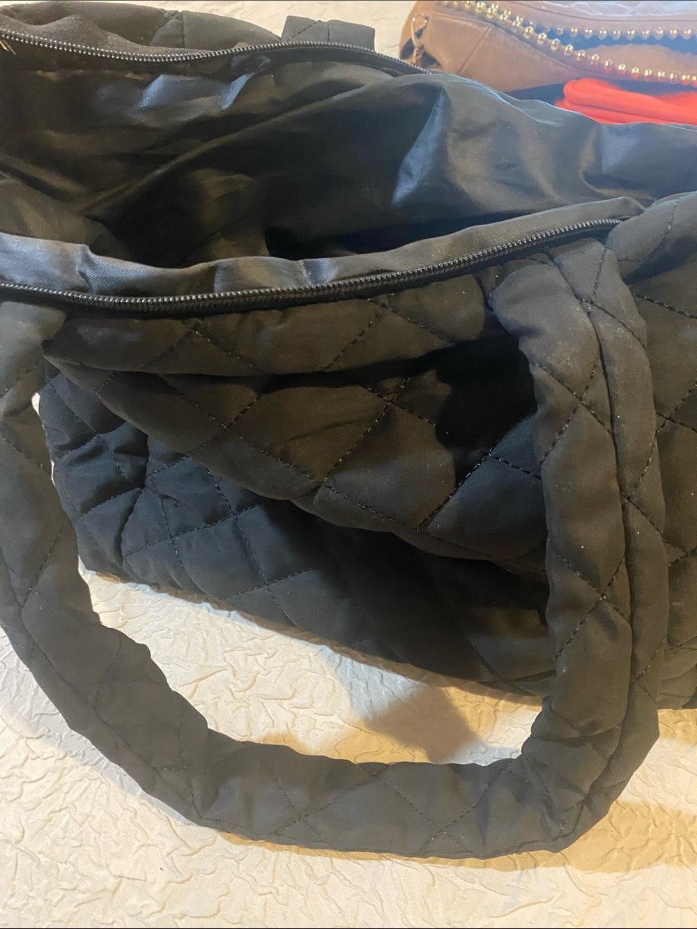 Quilted Black Women's Tote Bag - Lightweight Everyday Carry